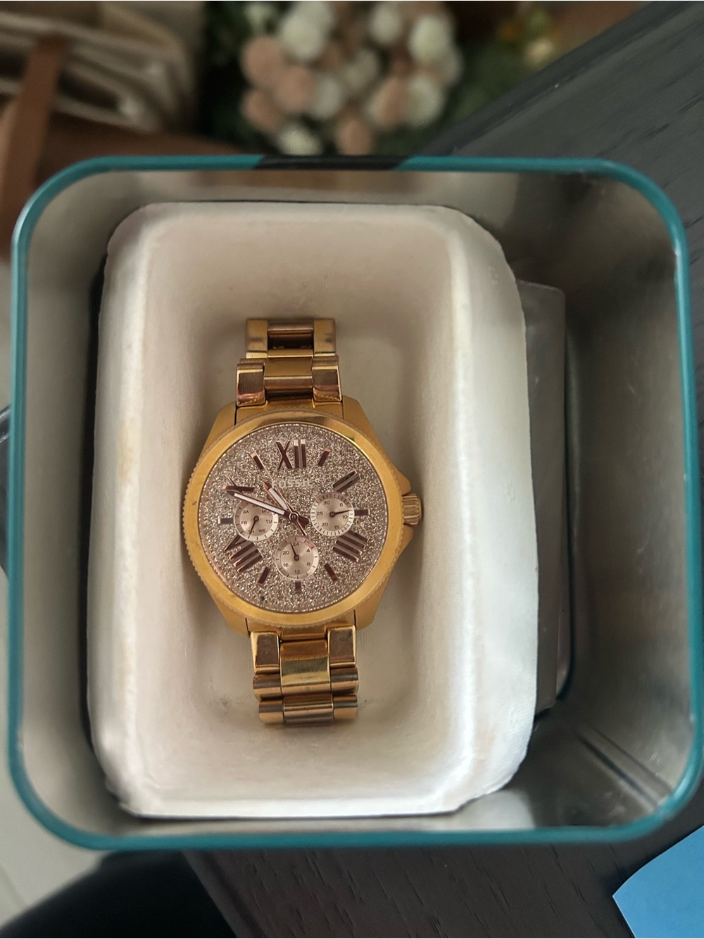 Fossil Gold-Tone Women's Rose Gold Crystal Dial Bracelet Watch